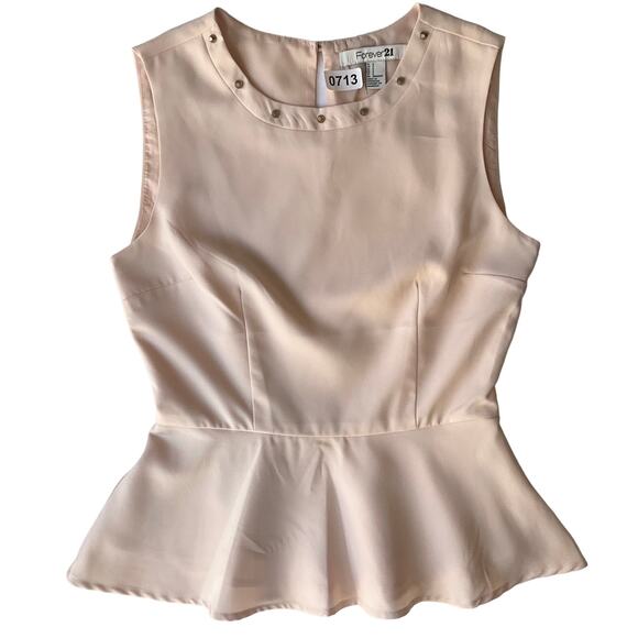 FOREVER 21 Women’s Sleeveless Peplum Blouse size S, Light Pink - Picture 1 of 9